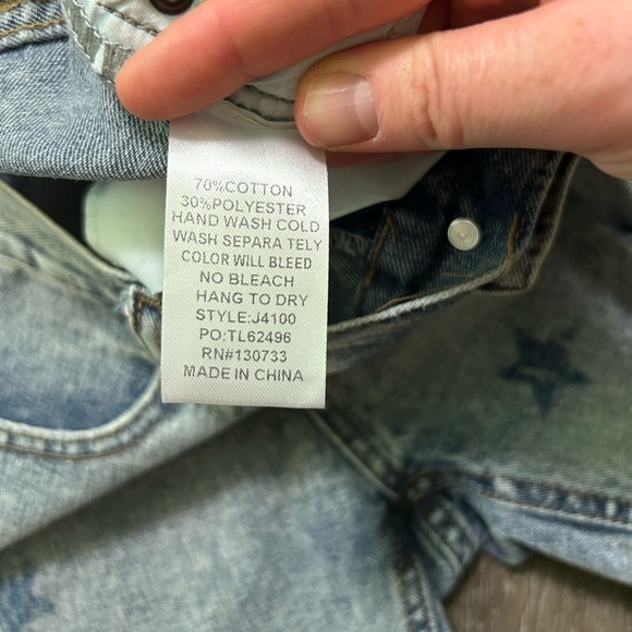 NWT Umgee Star Print High Waisted Denim Shorts Distressed Fray Acid Wash Size 7 - Picture 5 of 12